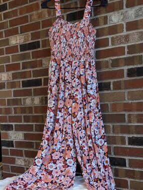 Dokotoo Retro Floral Smocked Wide Leg Jumpsuit Boho Summer - Women’s M - NWT